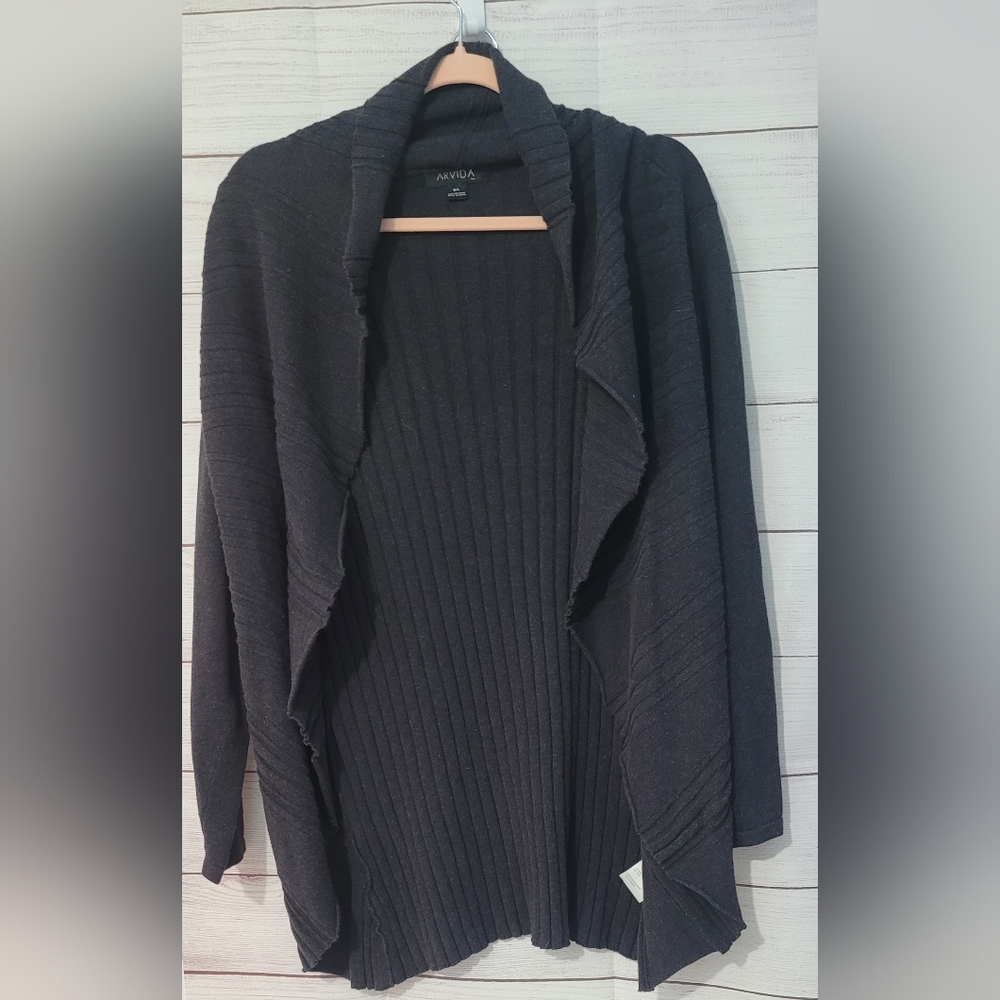Nwot Arvida cotton open front ribbed cardigan size L